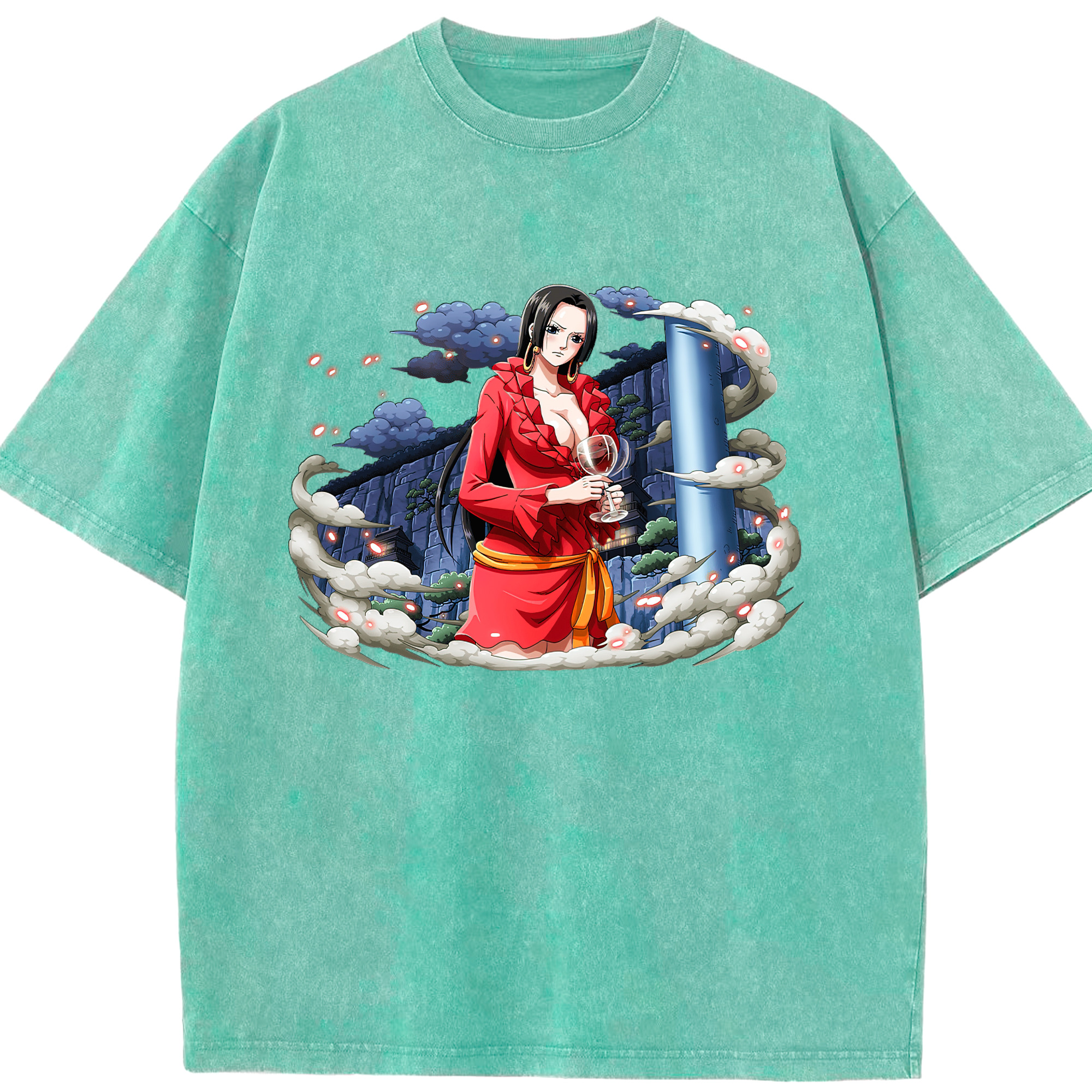 ワンピース ボア・ハンコック ONE PIECE Boa·Hancock 綿100% ヴィンテージ風 半袖Tシャツ（フロントプリント）